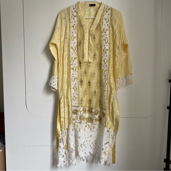 Agha Noor Other - Designer Agha Noor Silk Embroidered Sheer detail Unisex Kurta Size M